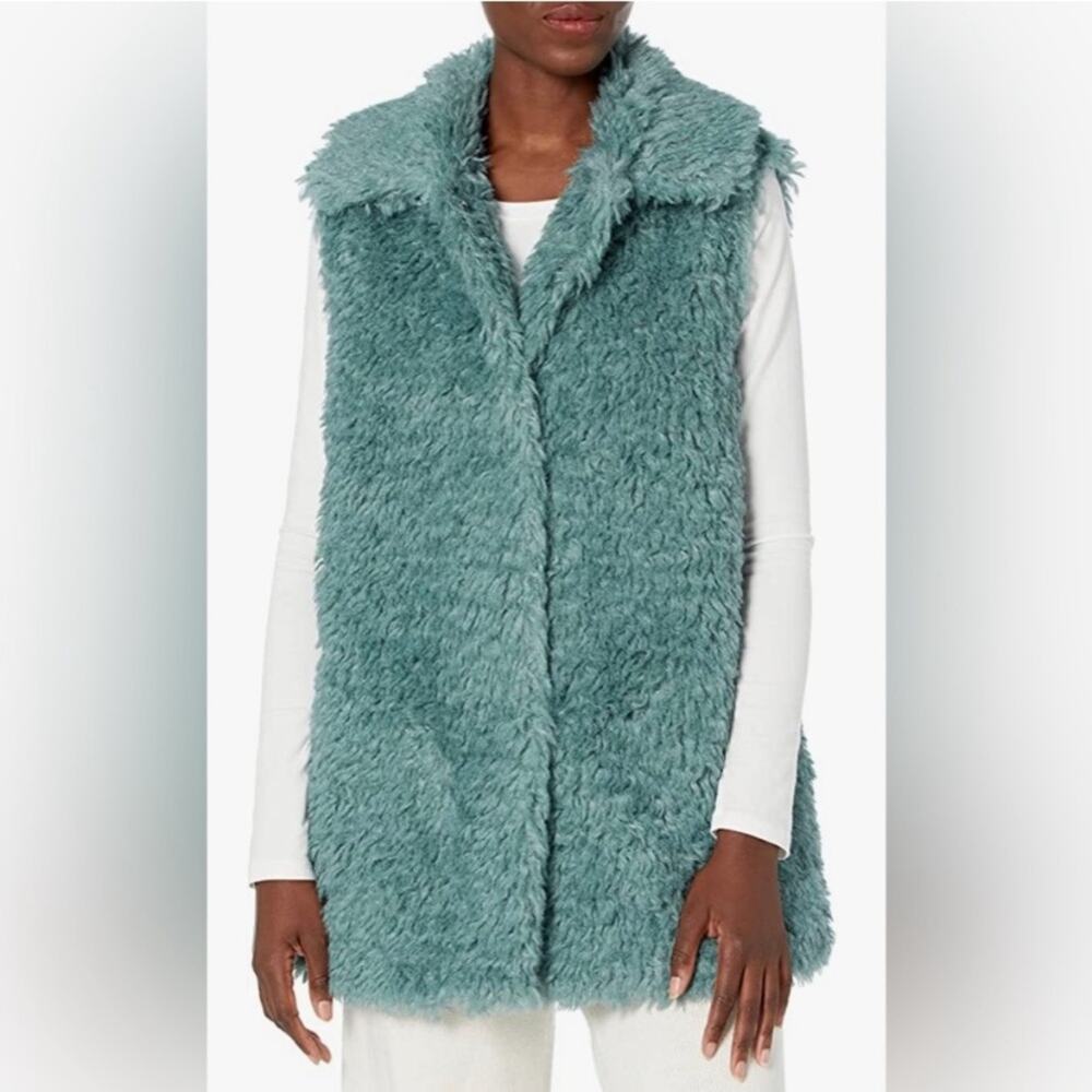 UGG TAMMIE FAUX FUR VEST GREEN Teddy Fluffy Oversized XL - Picture 2 of 8